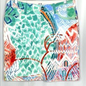 Anthropologie hand painted denim skirt 27